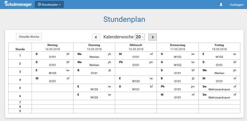 Stundenplan im Schulmanager Stundenplan im Schulmanager